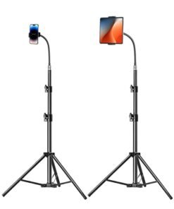 92″ Cell Phone Stand with 15″ Gooseneck Phone Tripod Holder