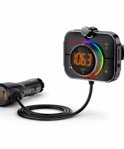 Car FM Transmitter Wireless Bluetooth 38W Dual Ports USB-A/USB TYPE-C 7 RGB Colors Support SD Card AUX Input - Car Chargers