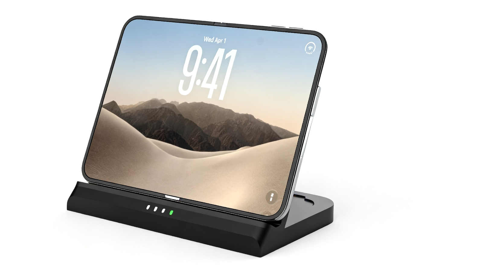 iPhone Duo charging on DuoCharge in the open position